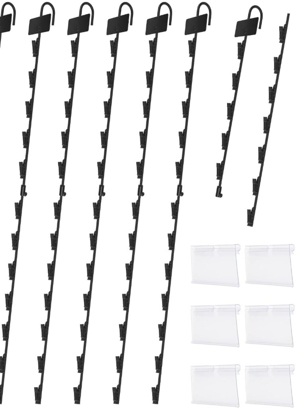 6 Pack Metal Display Merchandising Hanging Strips, 32 inches Retail Metal Strips